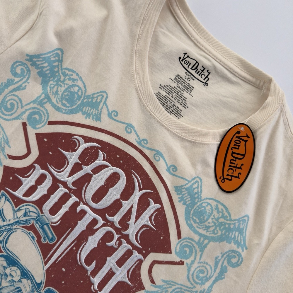 Von Dutch Men's Motorcycle Paint Shop‎ Graphic Short Sleeve T-Shirt Size Large - Picture 2 of 9
